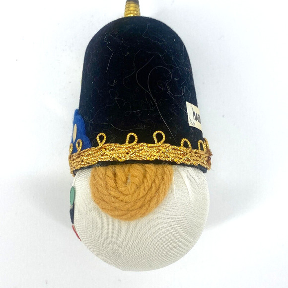 Vintage Japan Ornaments Soldier Head Nylon Felt Yarn Christmas Green Blue - Picture 5 of 15